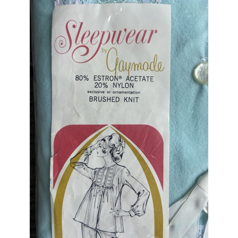 Vintage Gaymode Penney’s ILGWU Blue Pajama Set Size Large Cottage Grannycore - Picture 3 of 8